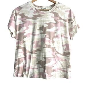 Z Supply Pink Camo Tee Shirt Women’s Large Soft Casual Top